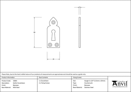 From The Anvil - Beeswax Gothic Escutcheon | Sku. 33864 | Trade Door Handles.