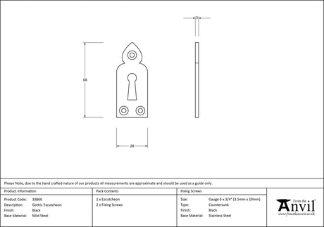 From The Anvil - Black Gothic Escutcheon | Sku. 33866 | Trade Door Handles.