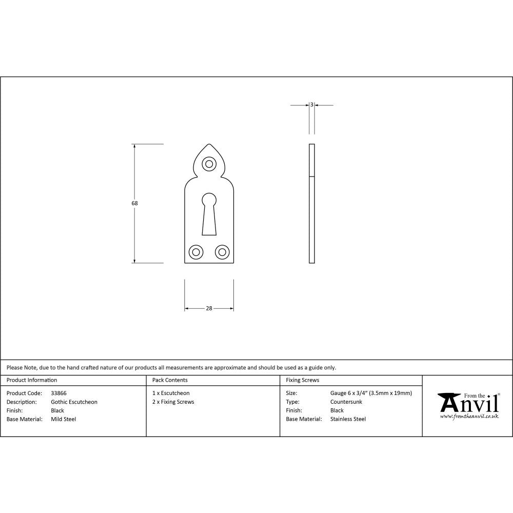 From The Anvil - Black Gothic Escutcheon | Sku. 33866 | Trade Door Handles.