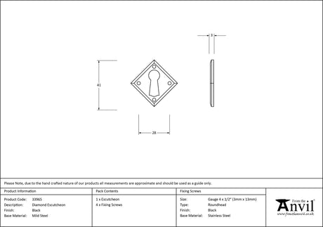 From The Anvil - Black Diamond Escutcheon | Sku. 33965 | Trade Door Handles.