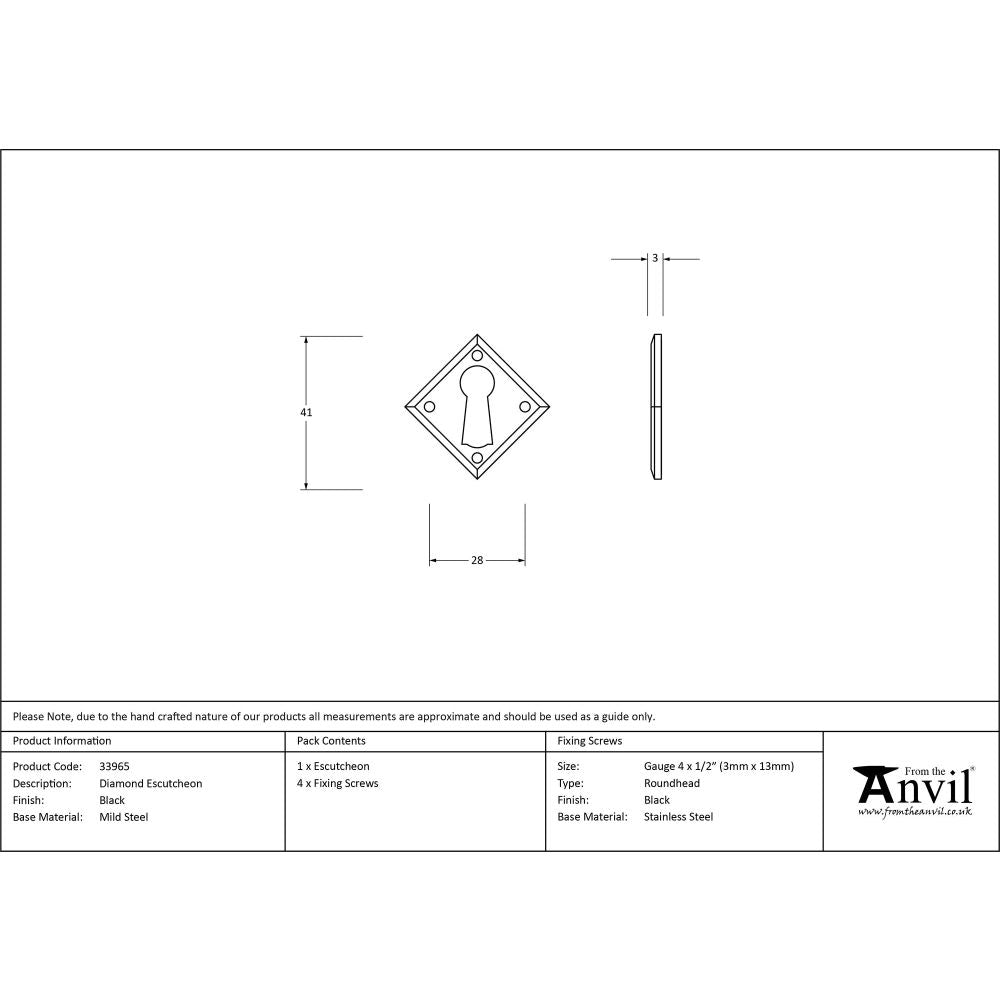 From The Anvil - Black Diamond Escutcheon | Sku. 33965 | Trade Door Handles.