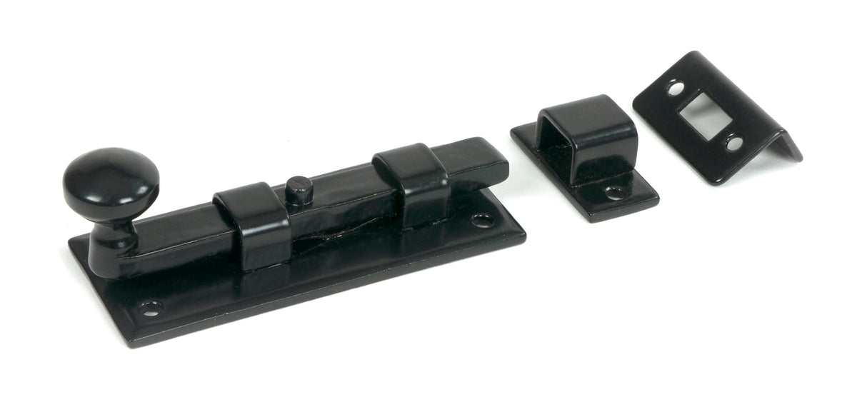 From The Anvil - Black 4" Straight Knob Bolt | Sku. 33982 | Trade Door Handles.