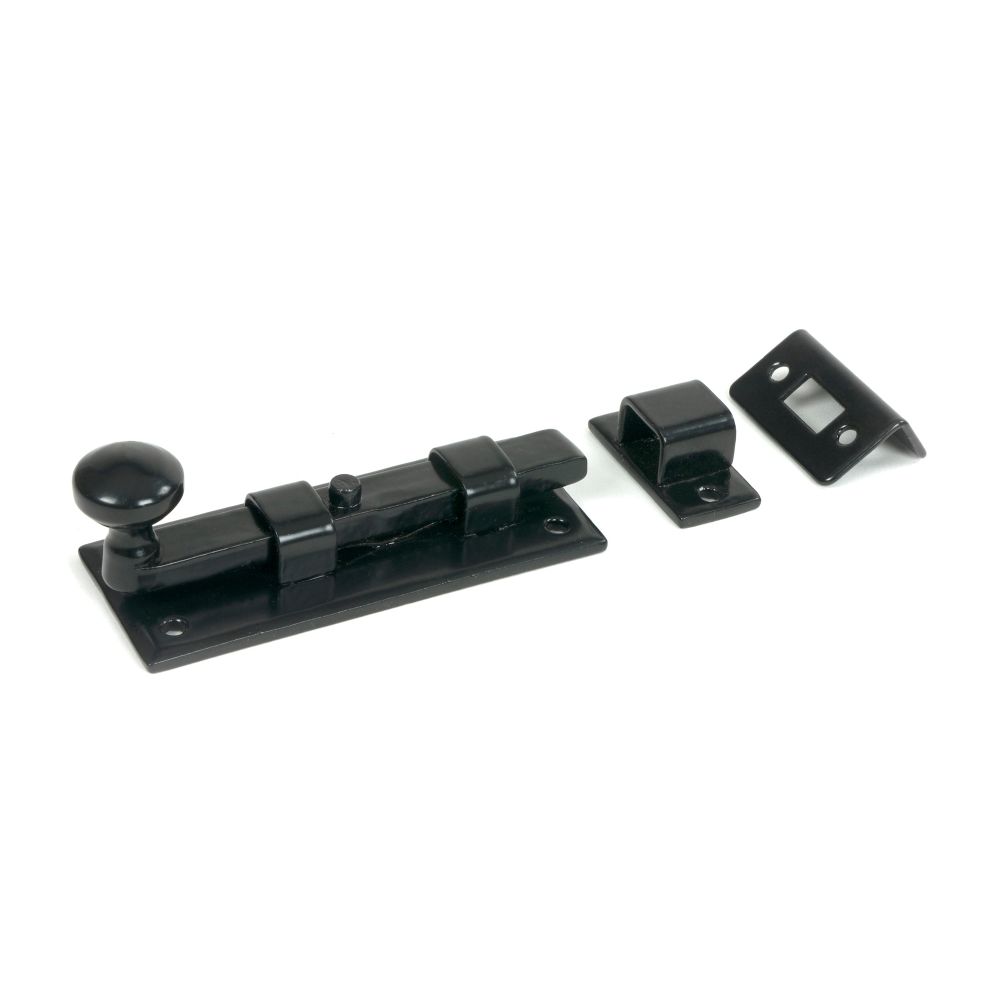 From The Anvil - Black 4" Straight Knob Bolt | Sku. 33982 | Trade Door Handles.