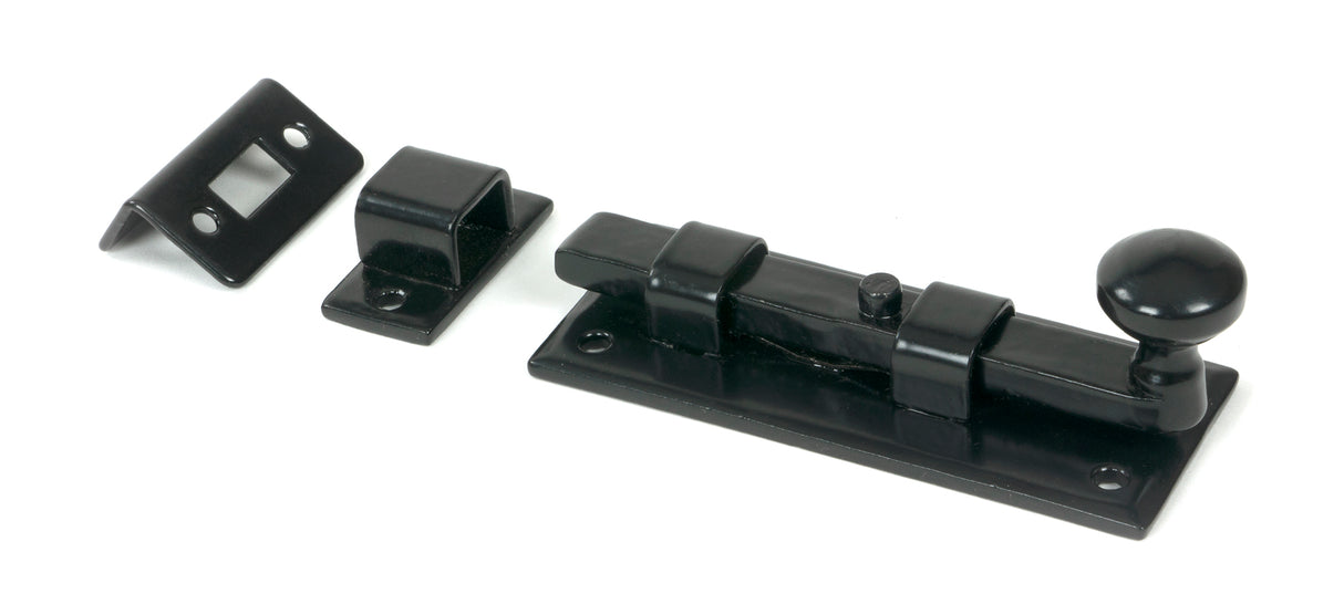 From The Anvil - Black 4" Straight Knob Bolt | Sku. 33982 | Trade Door Handles.