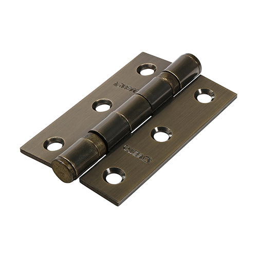This is an image of Timco - Twin Ball Bearing Hinges - Steel - Antique Brass 76 x 51 (1 Pairs Box) 340573