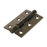 This is an image of Timco - Twin Ball Bearing Hinges - Steel - Antique Brass 76 x 51 (1 Pairs Box) 340573