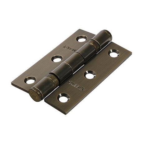 This is an image of Timco - Twin Ball Bearing Hinges - Steel - Antique Brass 76 x 51 (1 Pairs Box) 340573