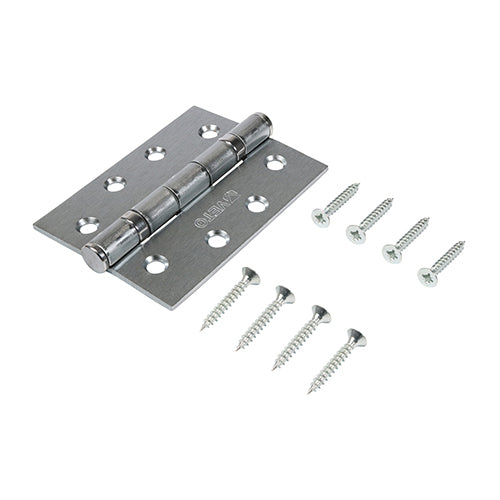 This is an image of Timco - Twin Ball Bearing Hinges - Steel - Satin Chrome 102 x 76 (1 Pairs Box) 340670