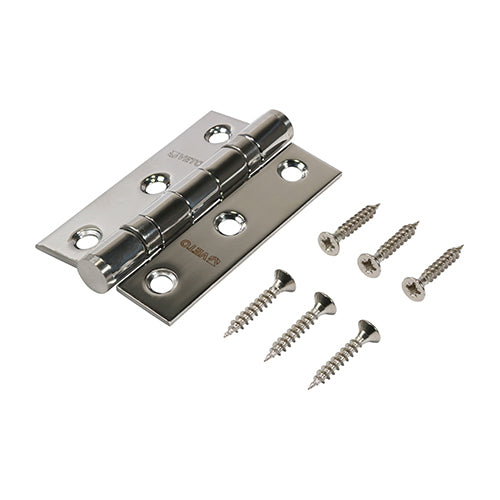 This is an image of Timco - Twin Ball Bearing Hinges - Stainless Steel - Polished 76 x 51 (1 Pairs Box) 340999