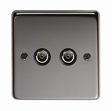 From The Anvil - BN Double TV Socket | Sku. 34230 | Trade Door Handles.