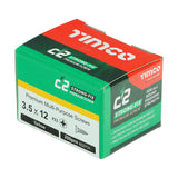 This is an image of Timco - C2 Strong-Fix Screws - PZ - Double Countersunk - Sharp Point - Yellow 3.5 x 12mm - (200 PCS Box) 35012C2