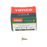 This is an image of Timco - Classic Multi-Purpose Screws - PZ - Double Countersunk - Yellow 3.5 x 12mm - (200 PCS Box) 35012CLAF