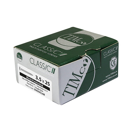 This is an image of Timco - Classic Multi-Purpose Screws - PZ - Double Countersunk - Exterior - Black Organic 3.5 x 16mm - (200 PCS Box) 35016CLAB