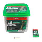 This is an image of Timco - C2 Strong-Fix Screws - PZ - Double Countersunk - Twin-Cut - Yellow 3.5 x 30mm - (1800 PCS Tub) 35030C2TUB