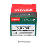 This is an image of Timco - Classic Multi-Purpose Screws - PZ - Double Countersunk - A2 Stainless Steel 3.5 x 35mm - (200 PCS Box) 35035CLASS