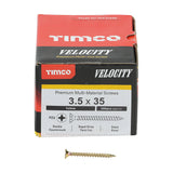 This is an image of Timco - Velocity Premium Multi-Use Screws - PZ - Double Countersunk - Yellow 3.5 x 35mm - (200 PCS Box) 35035VY