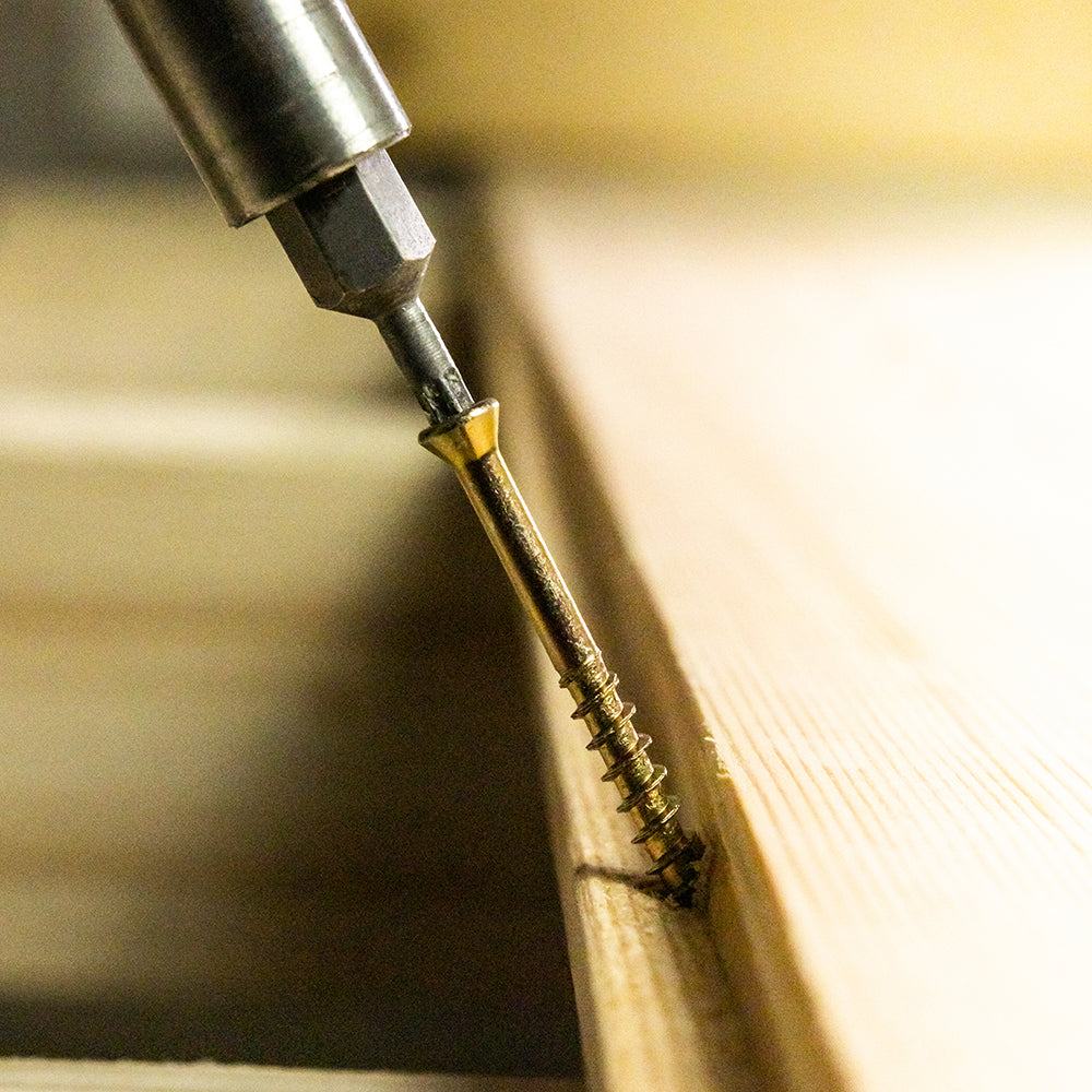 This is an image of Timco - C2 Tongue-Fix Screws - TX - Reduced Countersunk - Twin-Cut - Yellow 3.5 x 45mm - (350 PCS Tub) 35045C2TG