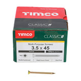 This is an image of Timco - Classic Multi-Purpose Screws - PZ - Double Countersunk - Yellow 3.5 x 45mm - (200 PCS Box) 35045CLAF