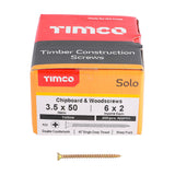 This is an image of Timco - Solo Chipboard & Woodscrews - PZ - Double Countersunk - Yellow 3.5 x 50mm - (200 PCS Box) 35050SOLOC