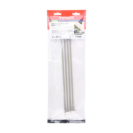 This is an image of Timco - Timber Screws - TX - Wafer - Exterior - Green 8.0 x 350mm - (4 PCS TIMpac) 350INDEXWP