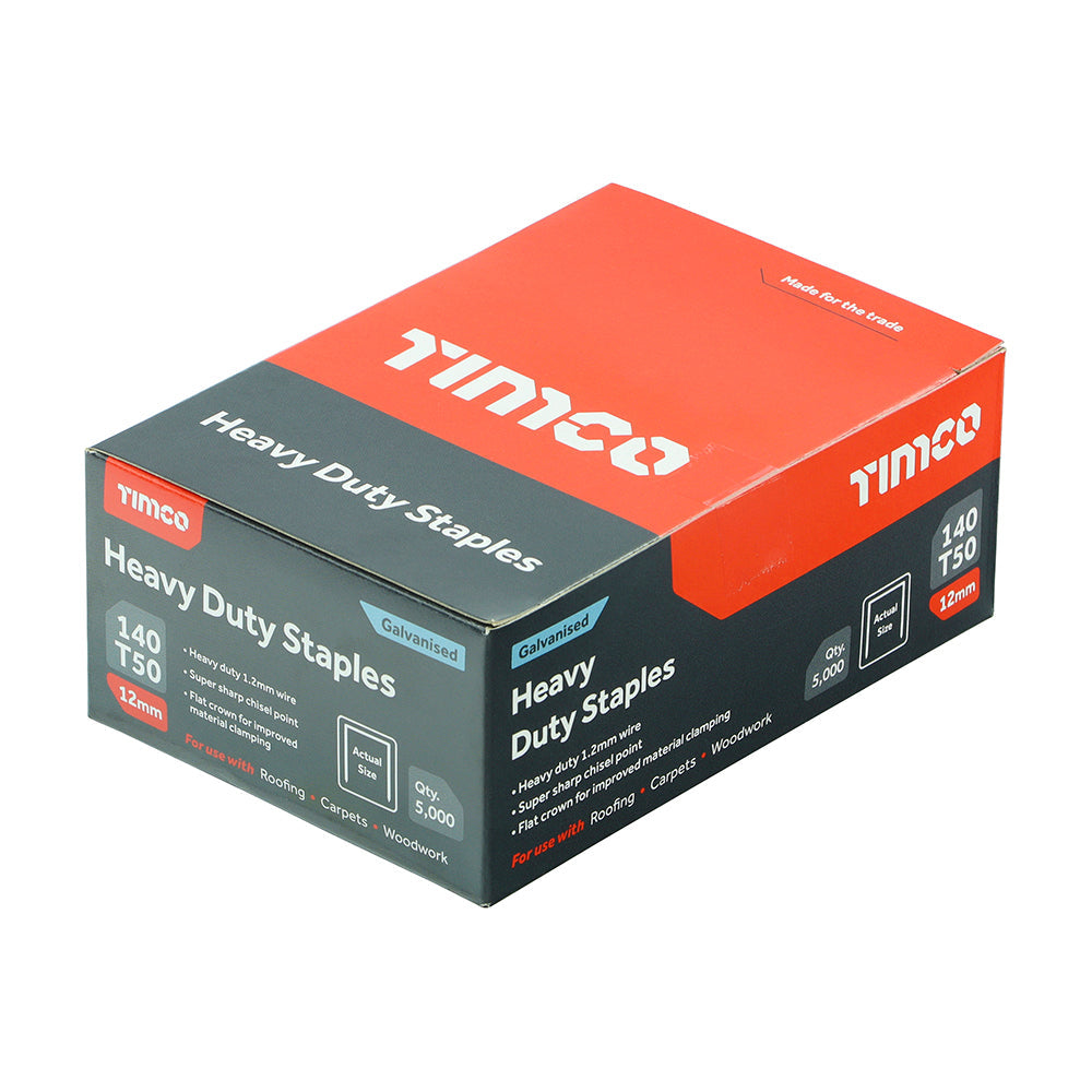 This is an image of Timco - Heavy Duty Staples - Chisel Point - Galvanised - Bulk Box 12mm (5000 PCS Box) 377188