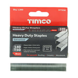 This is an image of Timco - Heavy Duty Staples - Chisel Point - Galvanised 8mm (1000 PCS Box) 377258