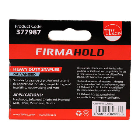 This is an image of Timco - Heavy Duty Staples - Chisel Point - Galvanised 6mm (1000 PCS Box) 377987