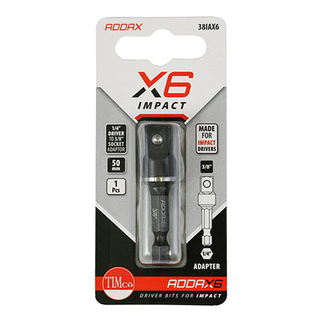 This is an image of Timco - Impact Adaptor 3/8 x 50 (1 Each Blister Pack) 38IAX6