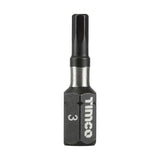 This is an image of Timco - Impact Driver Bits - Hex 3.0 x 25 (10 Pieces Handy Bit Pack) 3HX25X6