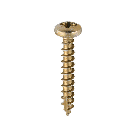 This is an image of Timco - Classic Multi-Purpose Screws - PZ - Pan Head - Yellow 4.0 x 25mm - (200 PCS Box) 40025CLAP