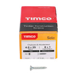 This is an image of Timco - Solo Chipboard & Woodscrews - PZ - Double Countersunk - Zinc 4.0 x 25mm - (200 PCS Box) 40025SOLOZ