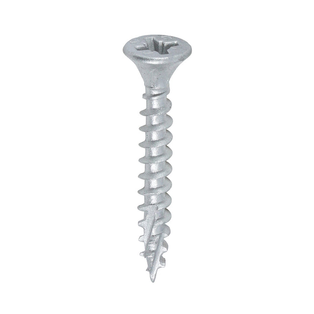 This is an image of Timco - C2 Exterior Strong-Fix Screws - PZ - Double Countersunk with Ribs - Twin-Cut - Silver 4.0 x 30mm - (200 PCS Box) 40030C2SBX