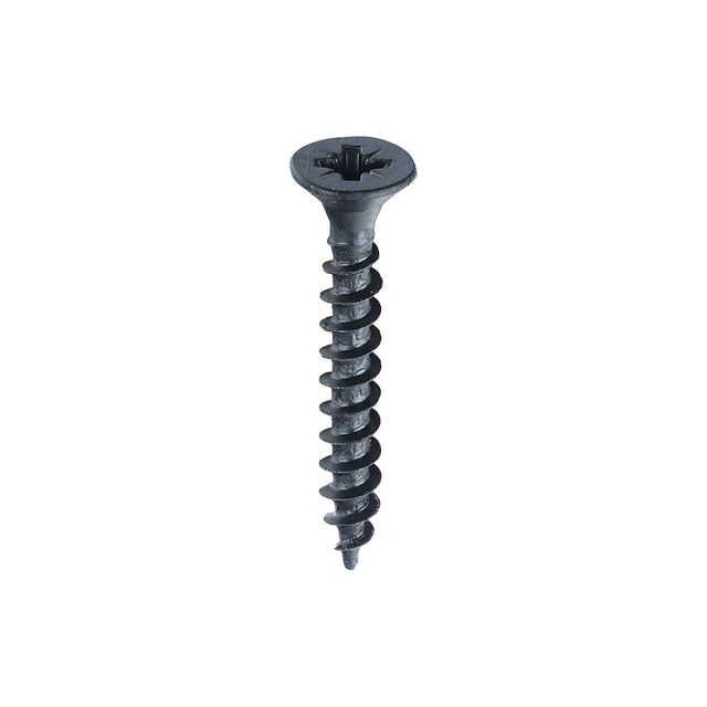 This is an image of Timco - Chipboard Screws - PZ - Double Countersunk - Exterior - Black Organic 4.0 x 30mm - (25 PCS TIMpac) 40030CHBP