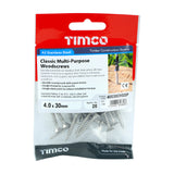 This is an image of Timco - Classic Multi-Purpose Screws - PZ - Double Countersunk - Stainless Steel 4.0 x 30mm - (20 PCS TIMpac) 40030CHSSP