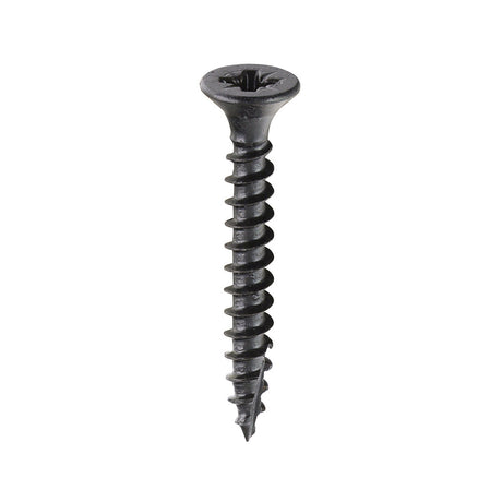 This is an image of Timco - Classic Multi-Purpose Screws - PZ - Double Countersunk - Exterior - Black Organic 4.0 x 30mm - (200 PCS Box) 40030CLAB