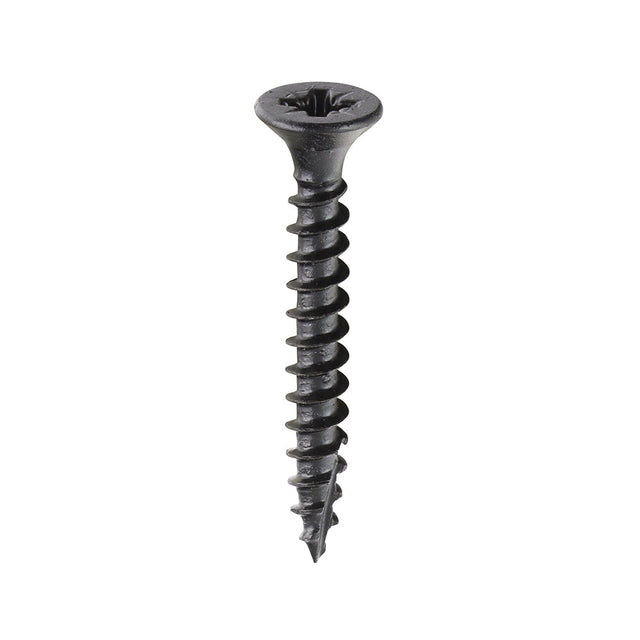 This is an image of Timco - Classic Multi-Purpose Screws - PZ - Double Countersunk - Exterior - Black Organic 4.0 x 30mm - (200 PCS Box) 40030CLAB