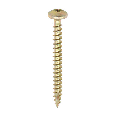 This is an image of Timco - Classic Multi-Purpose Screws - PZ - Pan Head - Yellow 4.0 x 30mm - (200 PCS Box) 40030CLAP