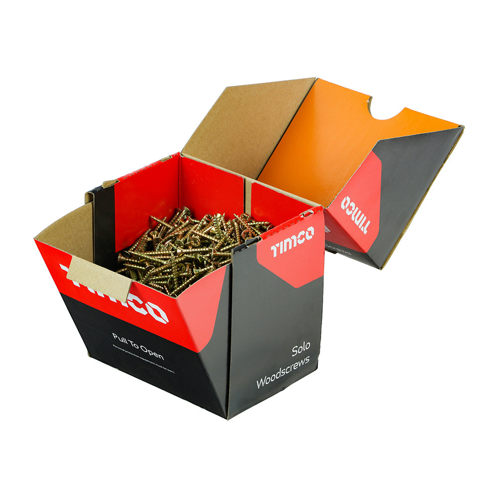 This is an image of Timco - Solo Chipboard & Woodscrews - Industry Pack - PZ - Double Countersunk - Yellow 4.0 x 30mm - (1000 PCS Box) 40030SOLOIND