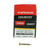 This is an image of Timco - Velocity Premium Multi-Use Screws - PZ - Double Countersunk - Yellow 4.0 x 30mm - (200 PCS Box) 40030VY