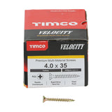 This is an image of Timco - Velocity Premium Multi-Use Screws - PZ - Double Countersunk - Yellow 4.0 x 35mm - (200 PCS Box) 40035VY