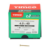 This is an image of Timco - C2 Strong-Fix Screws - PZ - Double Countersunk - Twin-Cut - Yellow 4.0 x 40mm - (1000 PCS Box) 40040C2IND