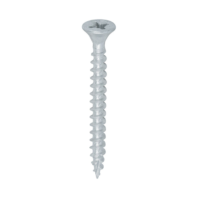 This is an image of Timco - C2 Exterior Strong-Fix Screws - PZ - Double Countersunk with Ribs - Twin-Cut - Silver 4.0 x 40mm - (200 PCS Box) 40040C2SBX