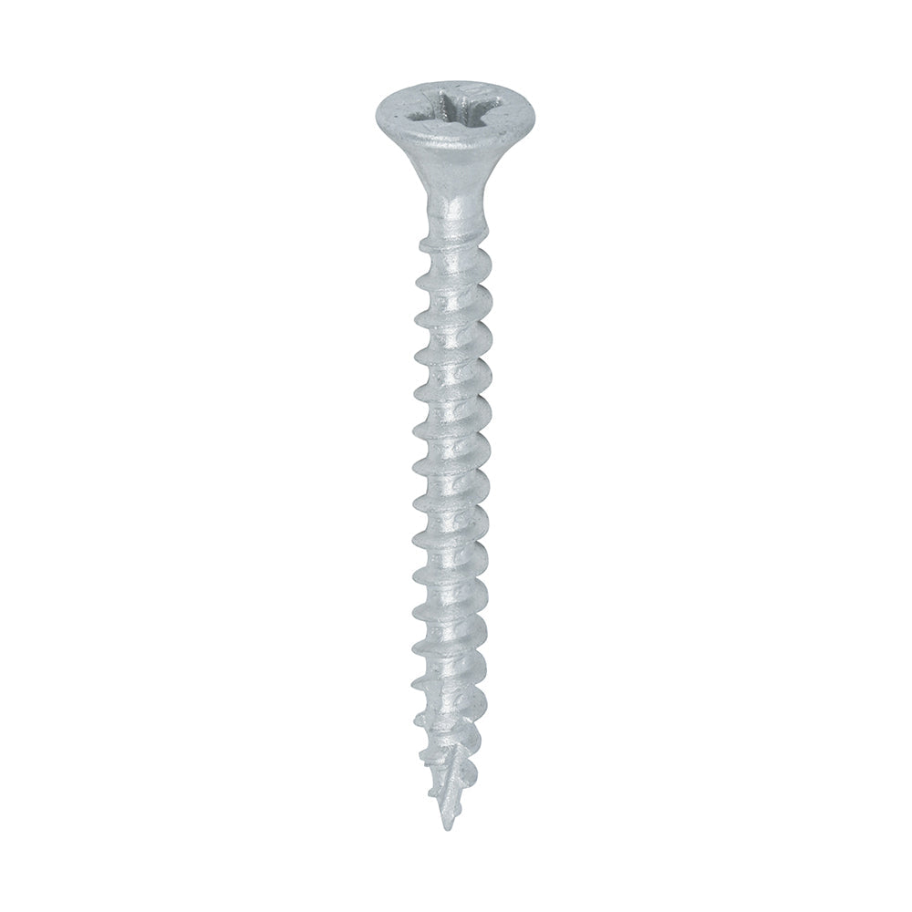 This is an image of Timco - C2 Exterior Strong-Fix Screws - PZ - Double Countersunk with Ribs - Twin-Cut - Silver 4.0 x 40mm - (350 PCS Tub) 40040C2S
