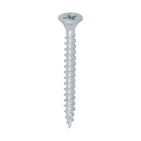 This is an image of Timco - C2 Exterior Strong-Fix Screws - PZ - Double Countersunk with Ribs - Twin-Cut - Silver 4.0 x 40mm - (350 PCS Tub) 40040C2S