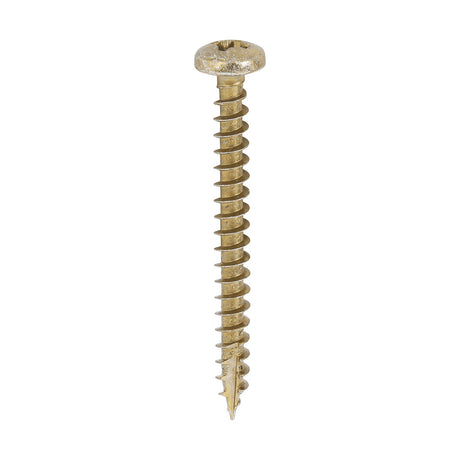 This is an image of Timco - Classic Multi-Purpose Screws - PZ - Pan Head - Yellow 4.0 x 40mm - (200 PCS Box) 40040CLAP