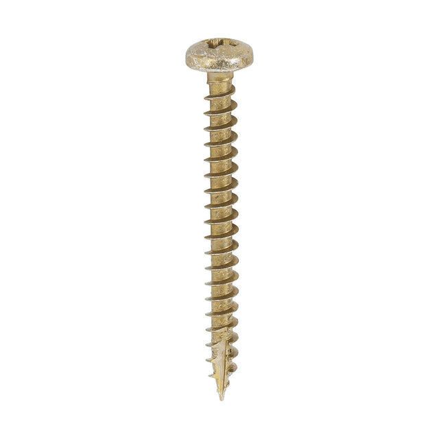 This is an image of Timco - Classic Multi-Purpose Screws - PZ - Pan Head - Yellow 4.0 x 40mm - (200 PCS Box) 40040CLAP
