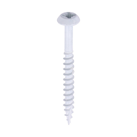 This is an image of Timco - Rainwater Screws - PZ - Low Profile Pan - Exterior - White 4.0 x 40mm - (300 PCS Box) 40040CLARWBX