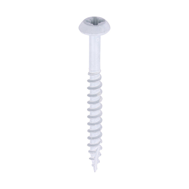 This is an image of Timco - Rainwater Screws - PZ - Low Profile Pan - Exterior - White 4.0 x 40mm - (300 PCS Box) 40040CLARWBX