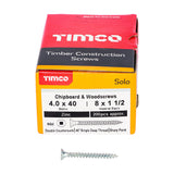 This is an image of Timco - Solo Chipboard & Woodscrews - SQ - Double Countersunk - Zinc 4.0 x 40mm - (200 PCS Box) 40040SQSZ