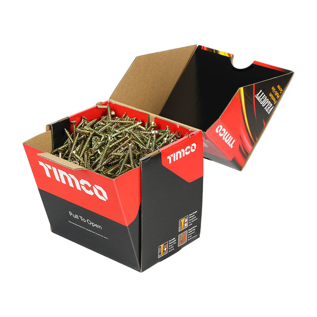 This is an image of Timco - Velocity Premium Multi-Use Screws - PZ - Double Countersunk - Yellow 4.0 x 40mm - (1000 PCS Box) 40040VYIND
